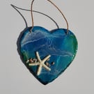 Unique Slate Heart Seaside Seascape Hanging Decoration - personalisable