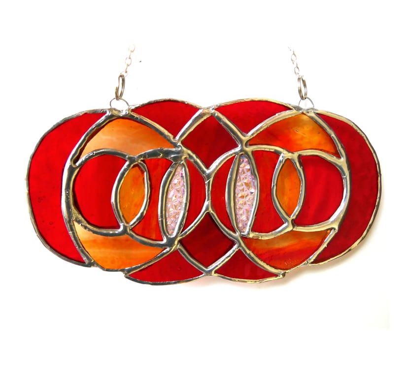 Abstract Autumn Eyes Suncatcher Stained Glass British Handmade 