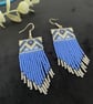 Native American Inspired Glass beaded fringe earrings 