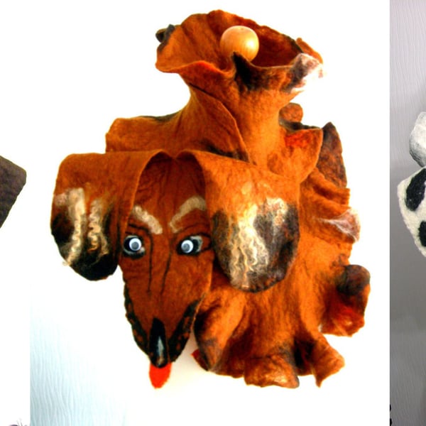 Hand Felted, Wool felted soft ART SCARF-dog-