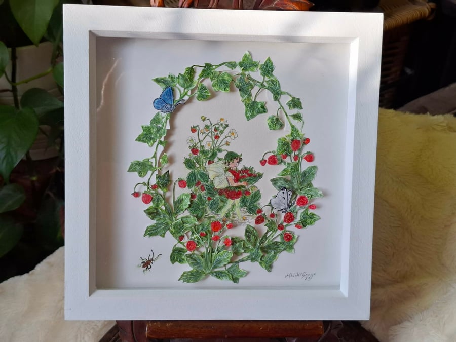 Original Water Colour And Decoupage Picture Framed Free P&P