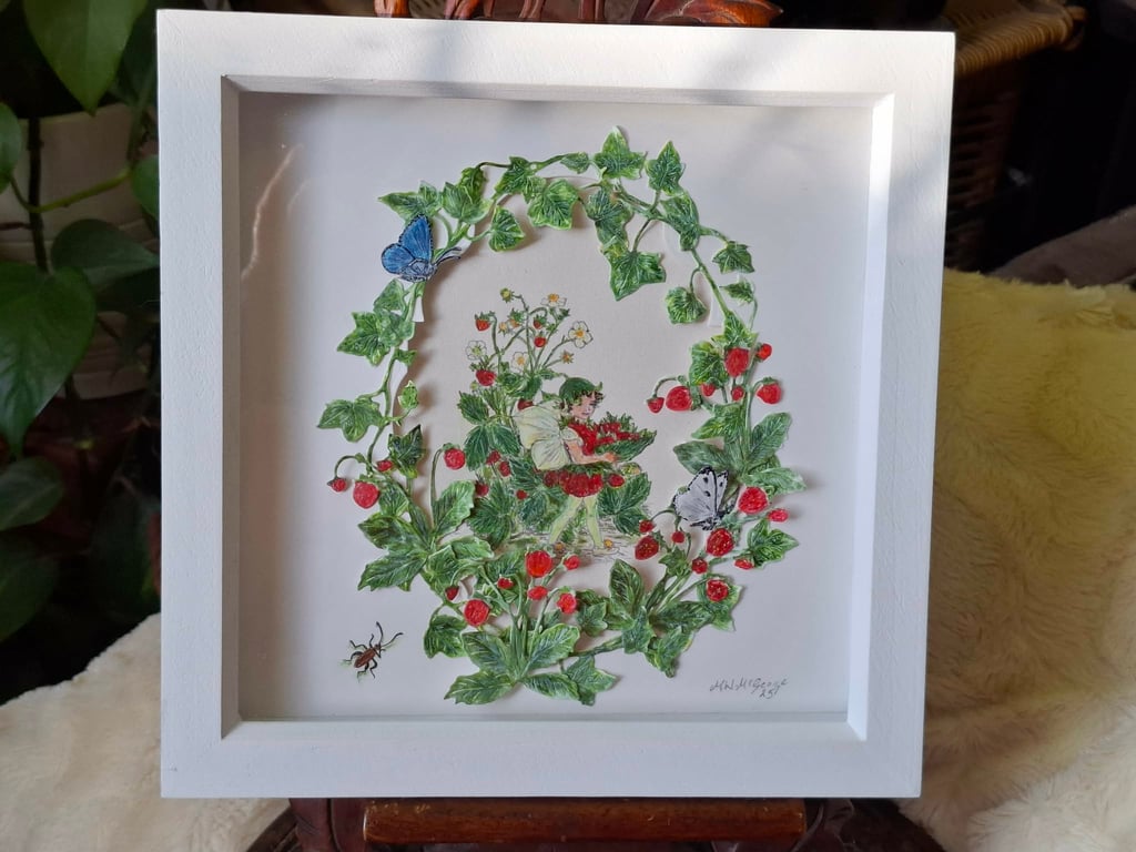 Original Water Colour And Decoupage Picture Framed Free P&P