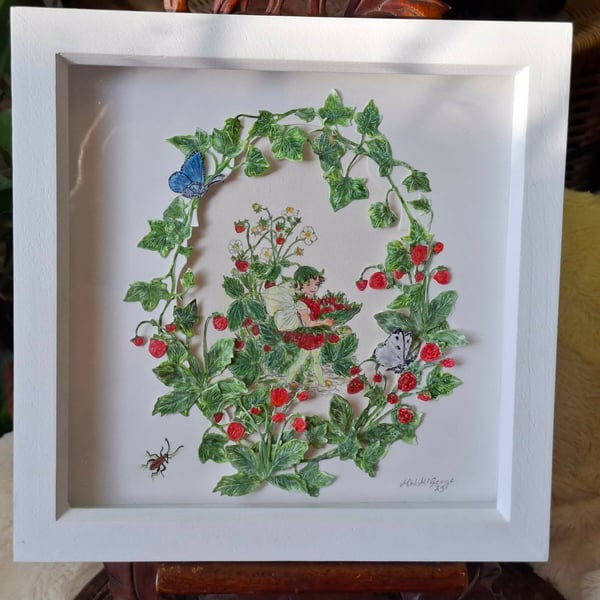 Original Water Colour And Decoupage Picture Framed Free P&P