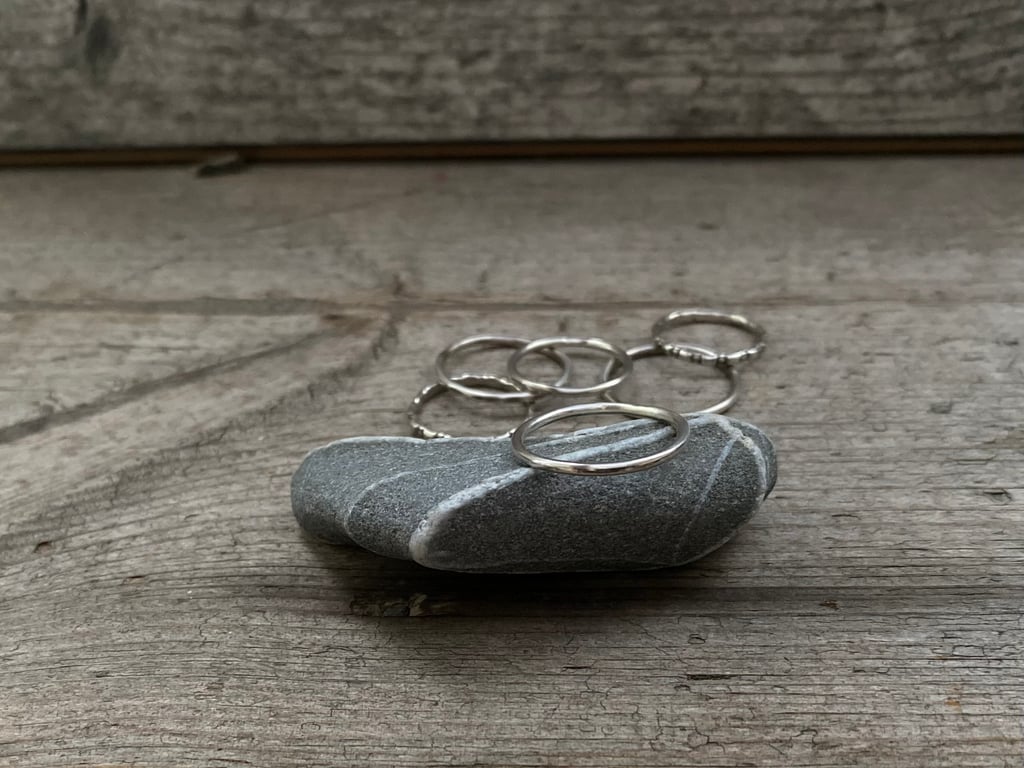 Silver stacking ring, sterling silver plain ring band