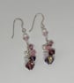 Sterling Silver Drop Cluster Earrings in Shades of Purple and Pink