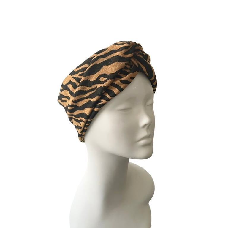 Tiger Print Winter Headband Knit Soft Cozy Ear Warmer Twist Turban Headband 