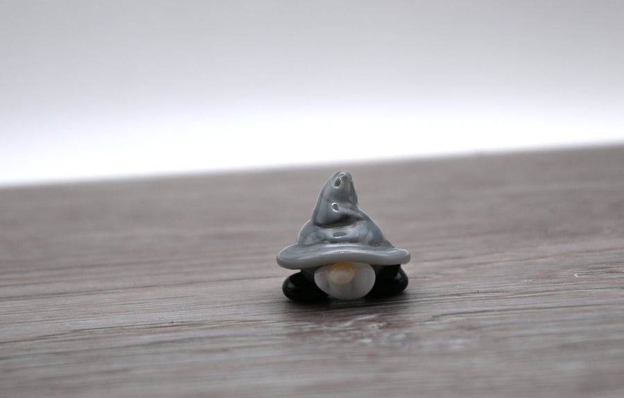 small glass grey gnome keepsake figure