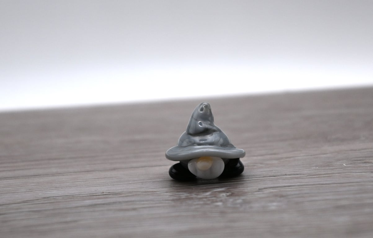 small glass grey gnome keepsake figure