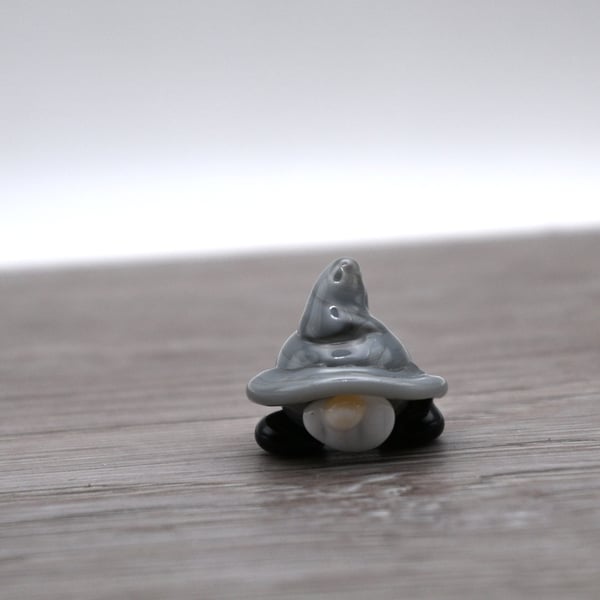 small glass grey gnome keepsake figure