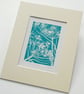 Cow Parsley dark cyan - Handcut Linocut Print - Image 3