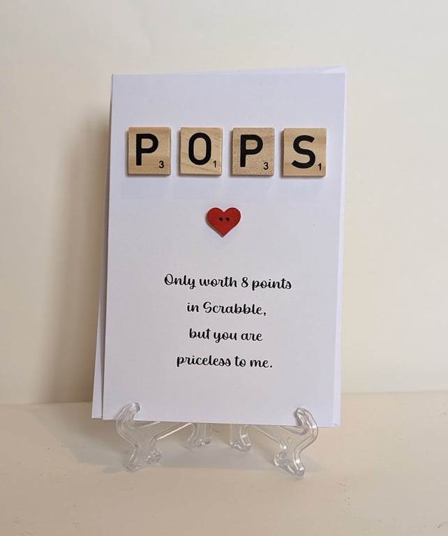 Pops only worth 8 in Scrabble greetings card