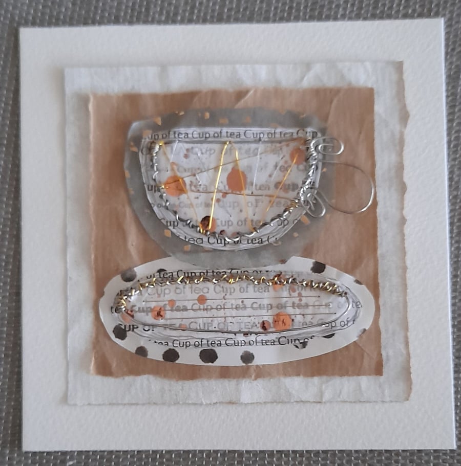 A Wire Cup of Tea. An original handmade mixed media artwork.