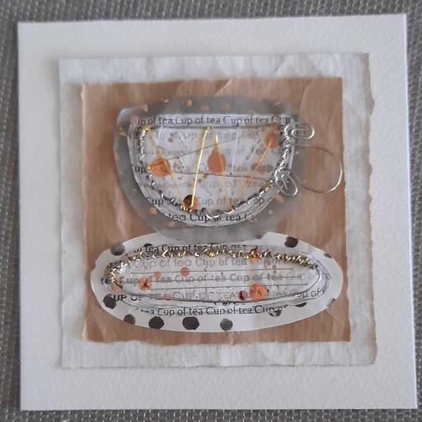 A Wire Cup of Tea. Handmade mixed media artwork. Perfect for Tea Lovers!!!