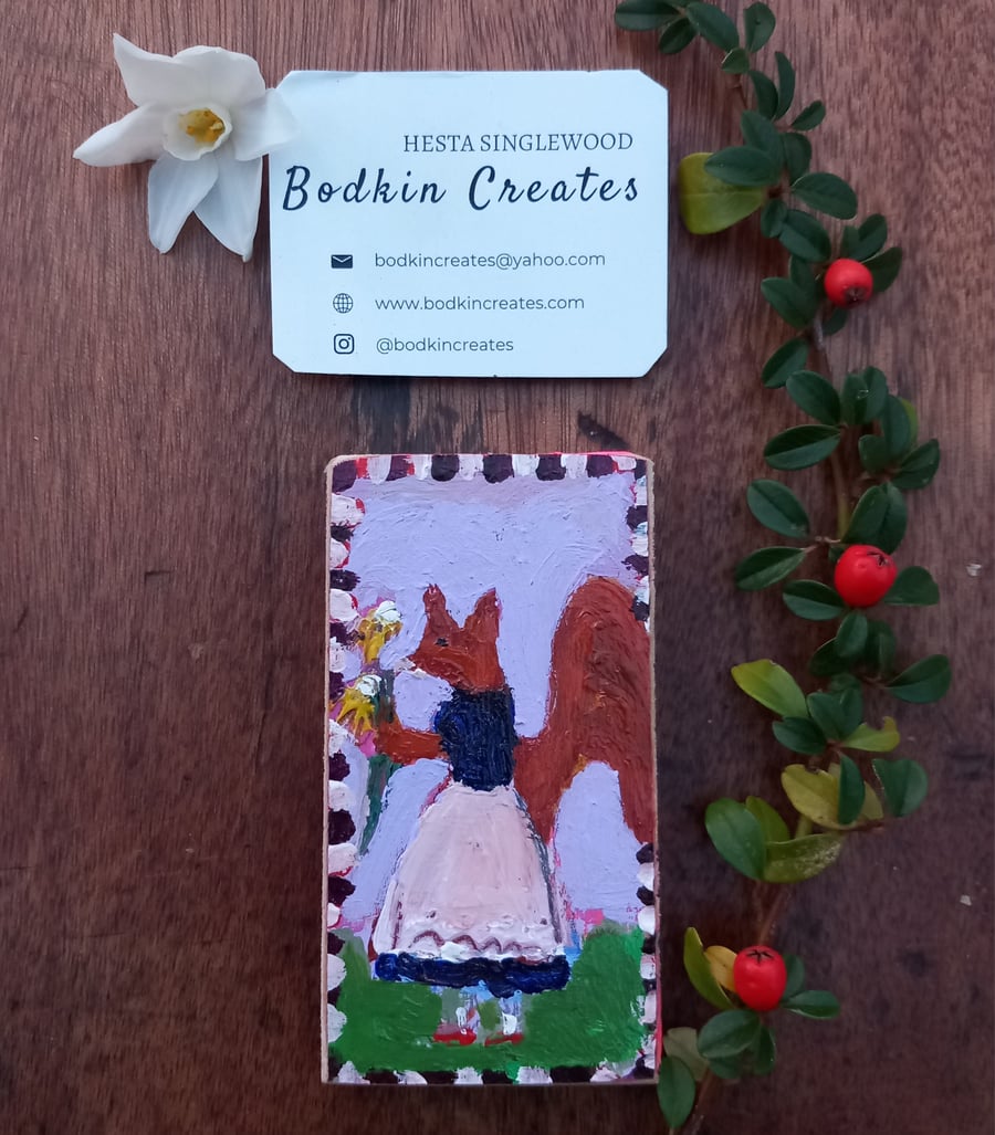 Miniature painting 'butterfly and yarrow'l'