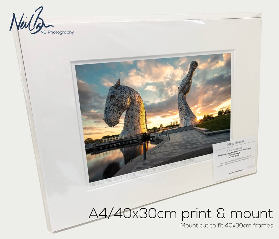 The Kelpies Falkirk Scotland - A4 (40x30cm) Unframed Print