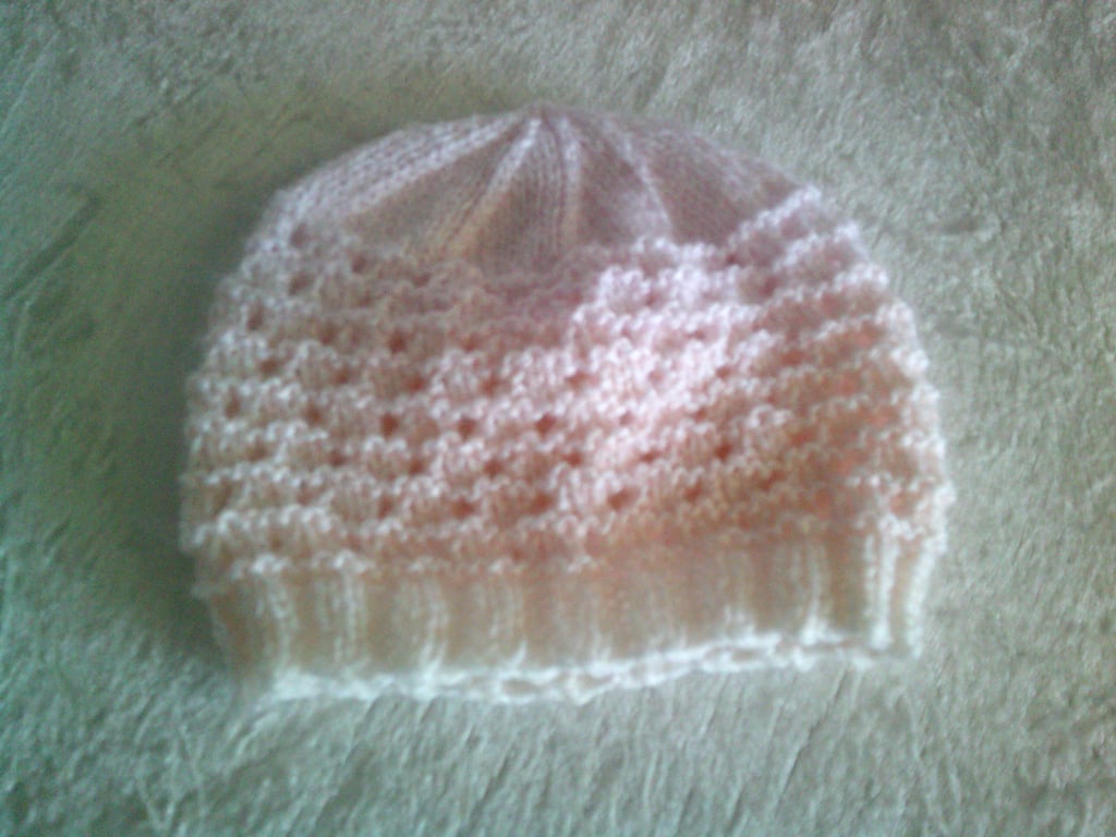 Lacy Baby Hat in Shades of Pink and Peach - Size 3-6 months