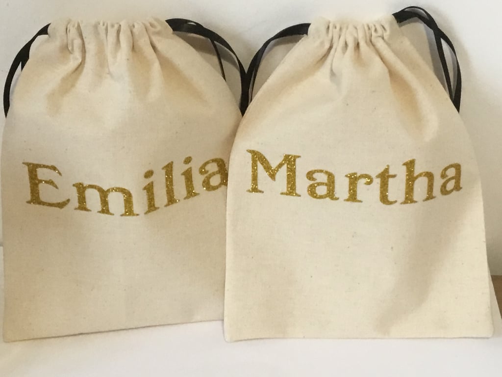 Small canvas personalised pouch drawstring bag 