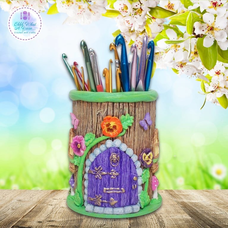 Pansies mixed media multi use pot. Pen pot. Desk organiser. 