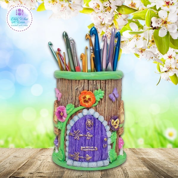 Pansies mixed media multi use pot. Pen pot. Desk organiser. 