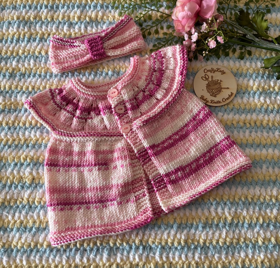 Summer Baby Cardigan & Headband 3-6 Months 