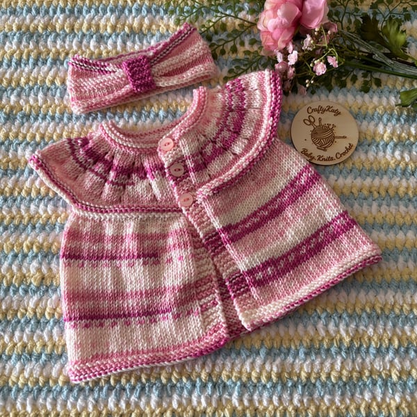 Summer Baby Cardigan & Headband 3-6 Months 