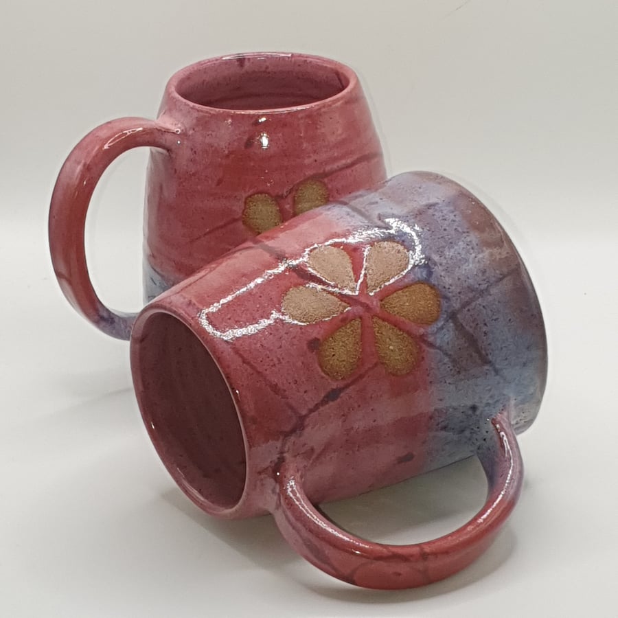 Raspberry and lavender mugs