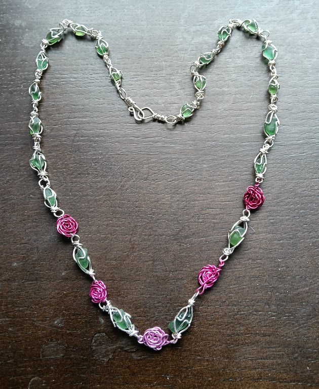 MIXED PINK ROSES - Necklace 