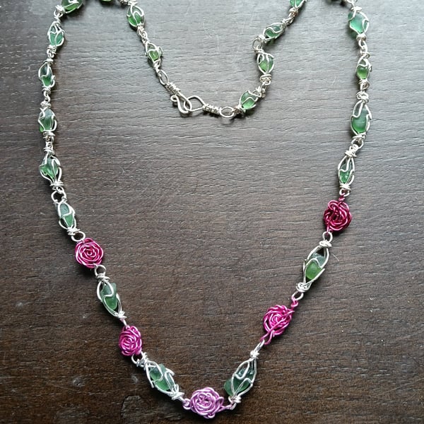 MIXED PINK ROSES - Necklace 