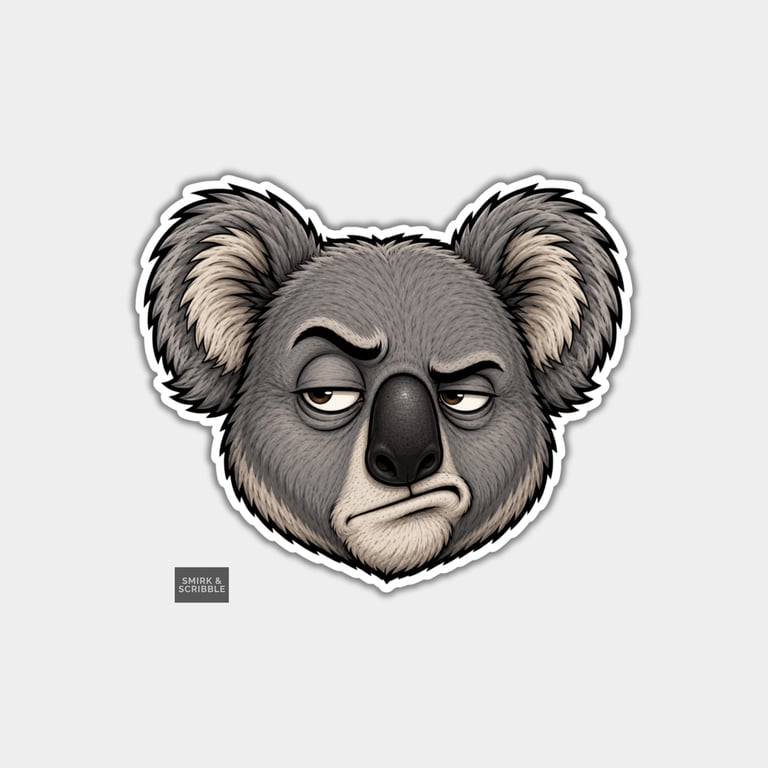 Funny Vinyl Die Cut Sticker For Adults - Judgy Koala Face