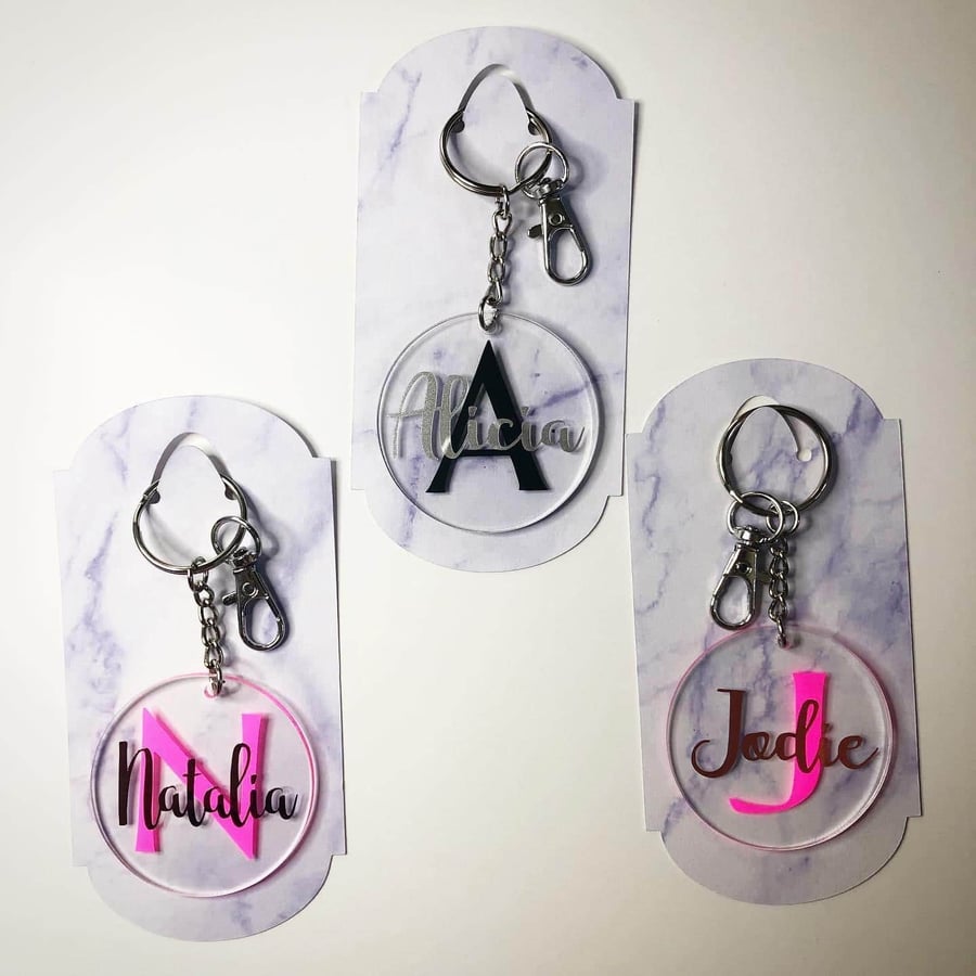 Personalised acrylic keyring, initial keyring, bag charm, handmade gift,  besties
