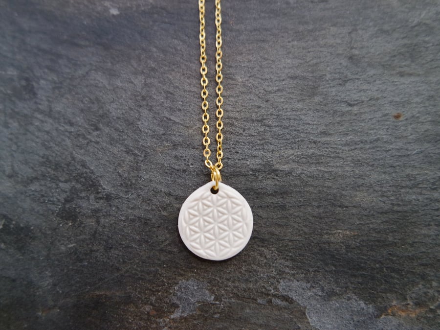 Necklace Flower of Life white gold plate