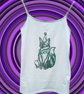 Handprinted lino jester fox upcycled vest top xs