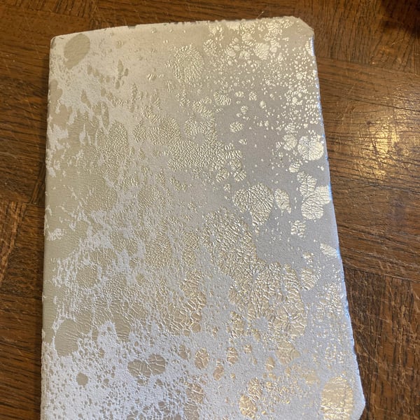 A5: Shiny Metallic Silver White colour soft leatherbound graph lined notebook 