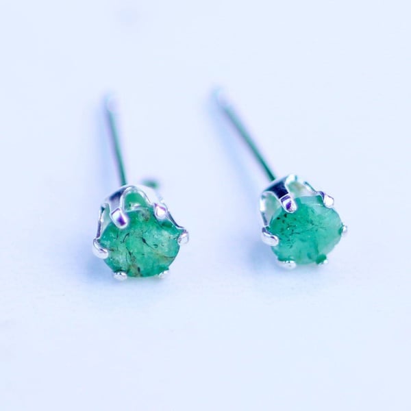 Emerald stud earrings - May birthstone - emerald birthstone - birthstone studs -
