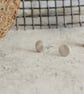 Brushed sterling silver round stud earrings; minimal everyday studs - Image 2