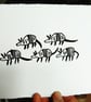 Five Three-banded Armadillos - lino cut print - SUPER SECONDS - Image 5
