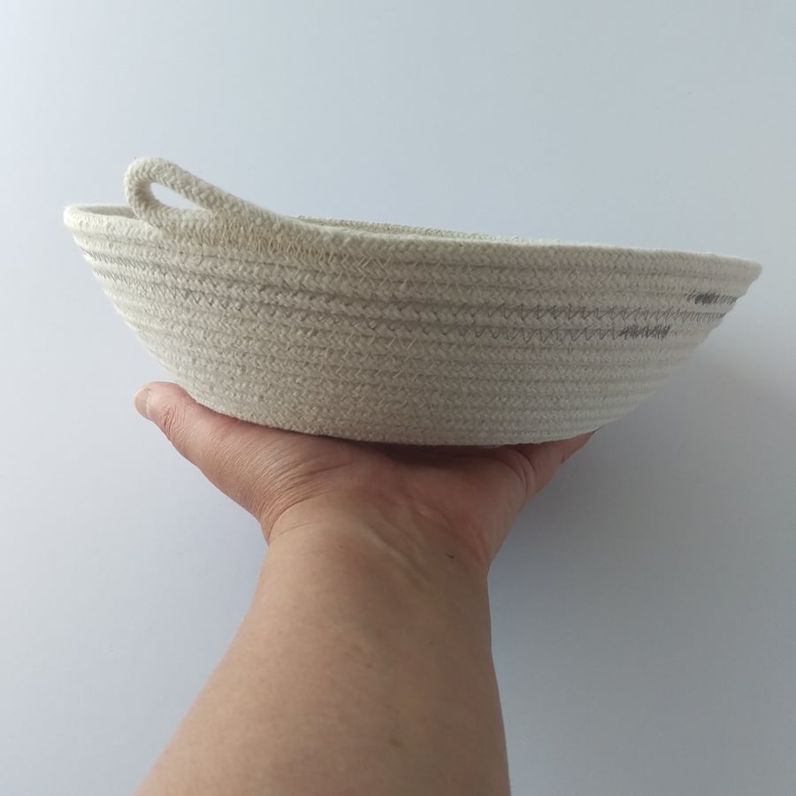 Freshwater Bay Bowl, a coiled rope bowl with grey stitched detail