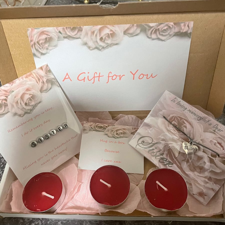 In memory of a dear sister sentimental bereavement gift box jewellery set 