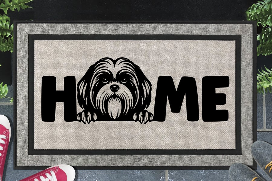 Lhasa Apso Home Door Mat - All Weather Doormat - 45x70cm 