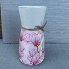 Pink Magnolia glass Vase Home Decor Anniversary gift Birthday Gift Gift for her