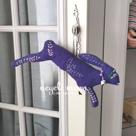 Fabric Hanging Hare French Lavender embroidery artwork 