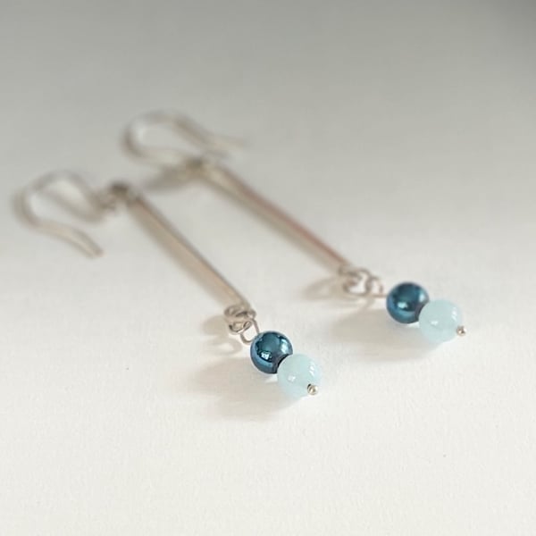 Aquamarine matchstick earrings 