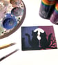 Cats in Long Distance Love ACEO - Perfectly Imperfect Small Acrylic Art - Image 8
