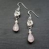 Drop Earrings With  Rose Quartz Sterling Silver Ear Wires