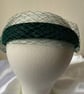 Oonah - Emerald Green Velvet Headband with Birdcage Veiling 