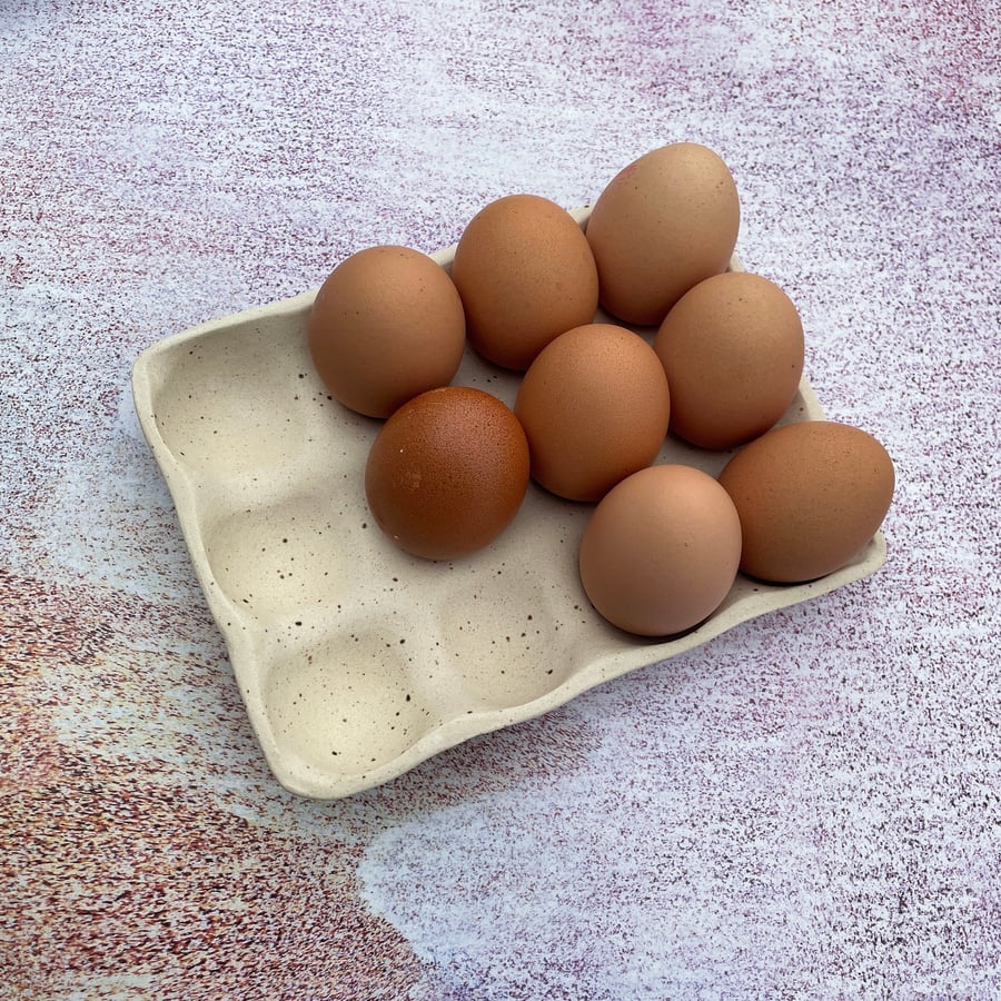 White Ceramic Egg Tray, Holds 12  Eggs - Made to Order