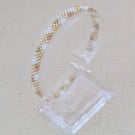 Gold, White and Silver Zig Zag Beaded Bracelet