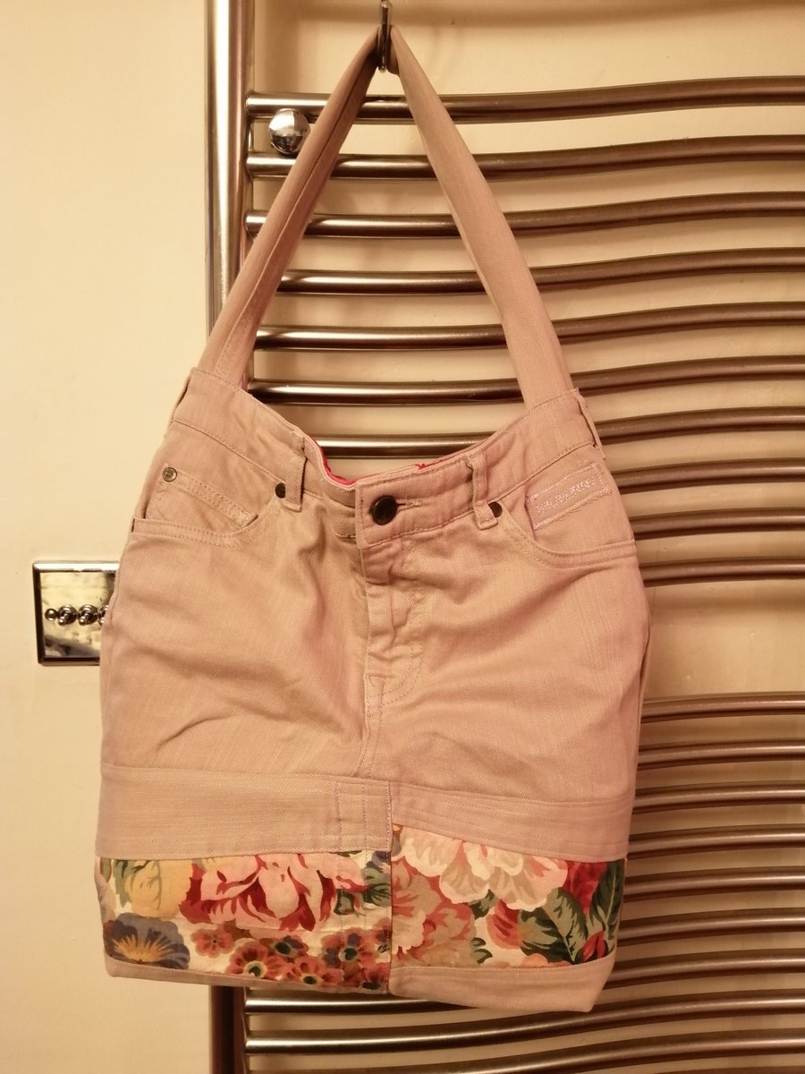 White Stuff upcycled denim jeans tote bag