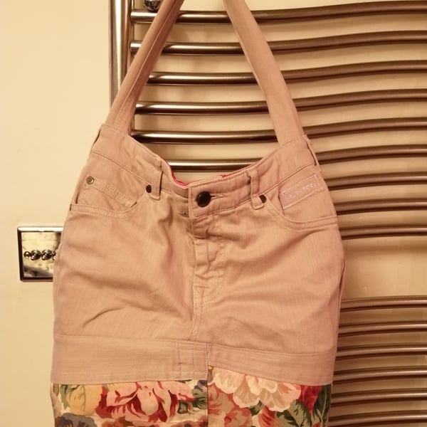 White Stuff upcycled denim jeans tote bag