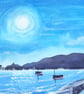 Mumbles in Moonlight, South Wales, Original Watercolour. in 14 x 11 '' Mount - Image 1